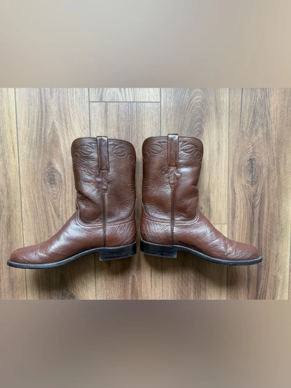 Lucchese Classics Mens Handmade Ward Roper Boots Smooth Ostrich‎ Tabaco Goat 9E